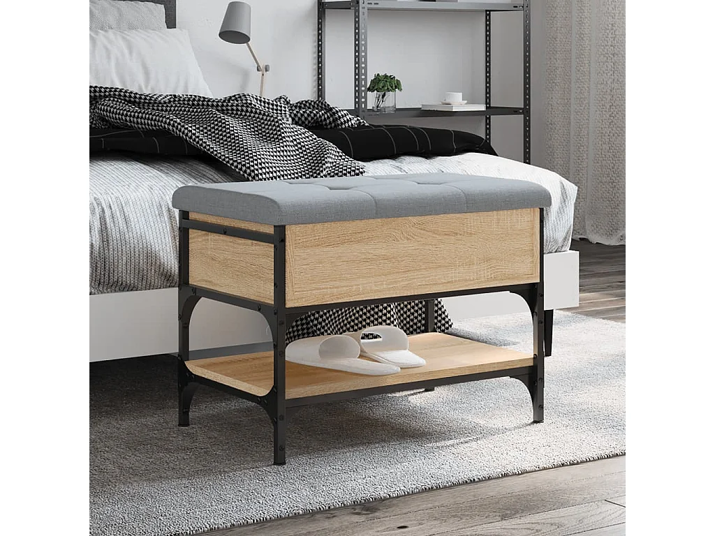 Banc à chaussures chêne sonoma 62x42x45 bois d'ingénierie