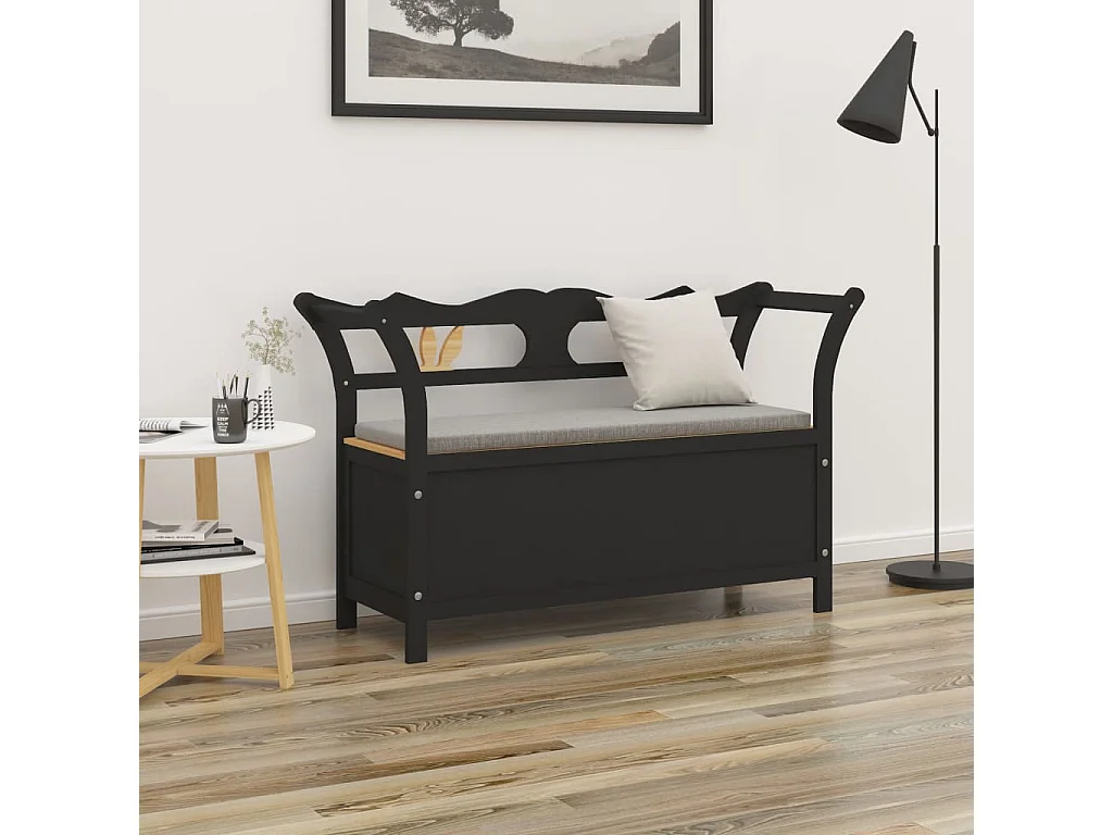 Banc Noir 107x45x75,5 Bois de sapin solide