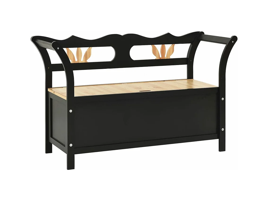 Banc Noir 107x45x75,5 Bois de sapin solide