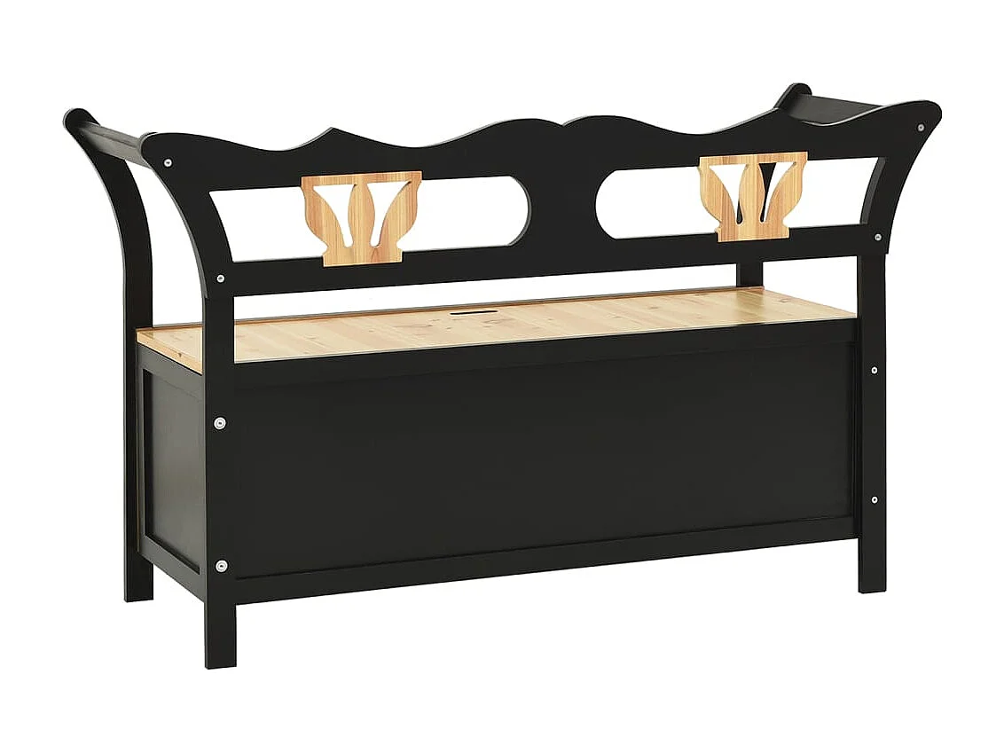 Banc Noir 107x45x75,5 Bois de sapin solide