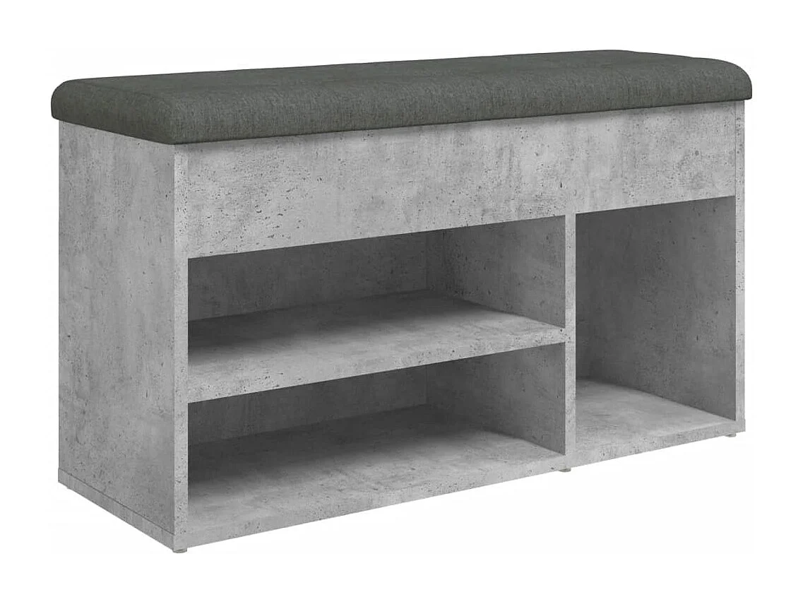 Banc à chaussures gris béton 82x32x45,5 bois d'ingénierie