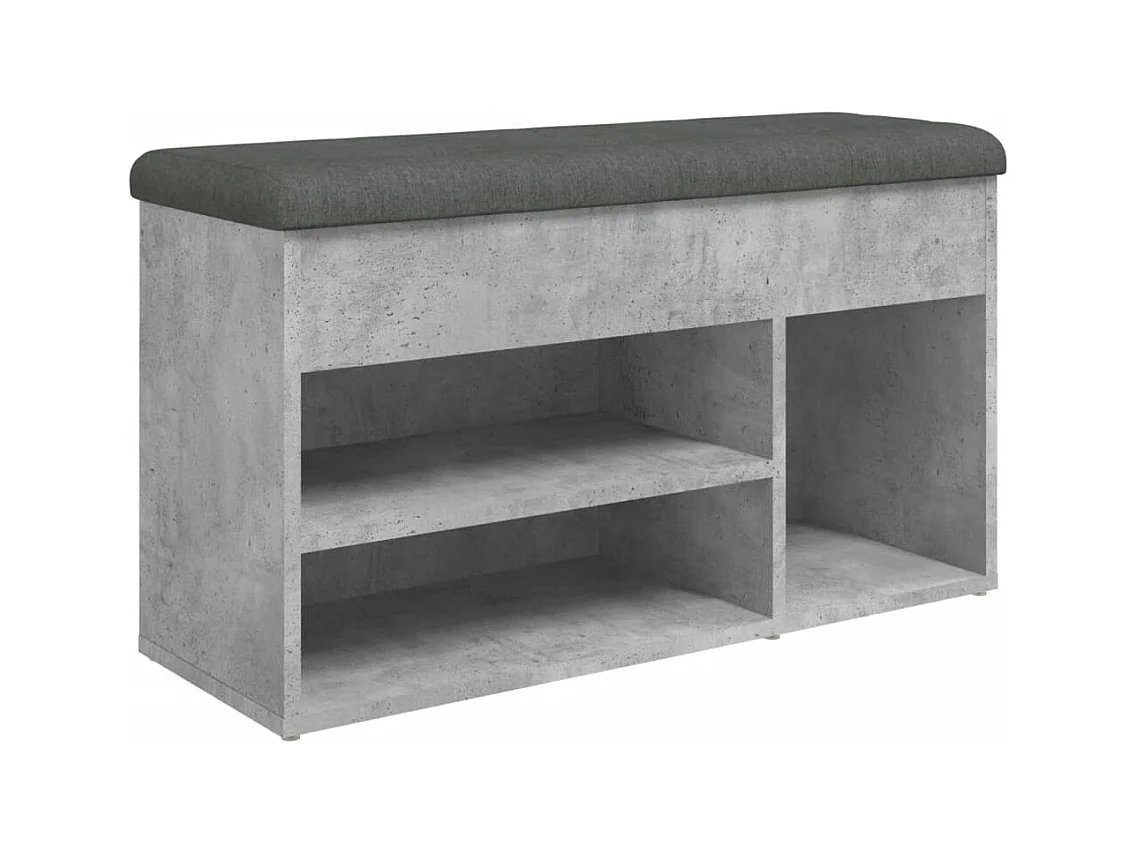 Banc à chaussures gris béton 82x32x45,5 bois d'ingénierie
