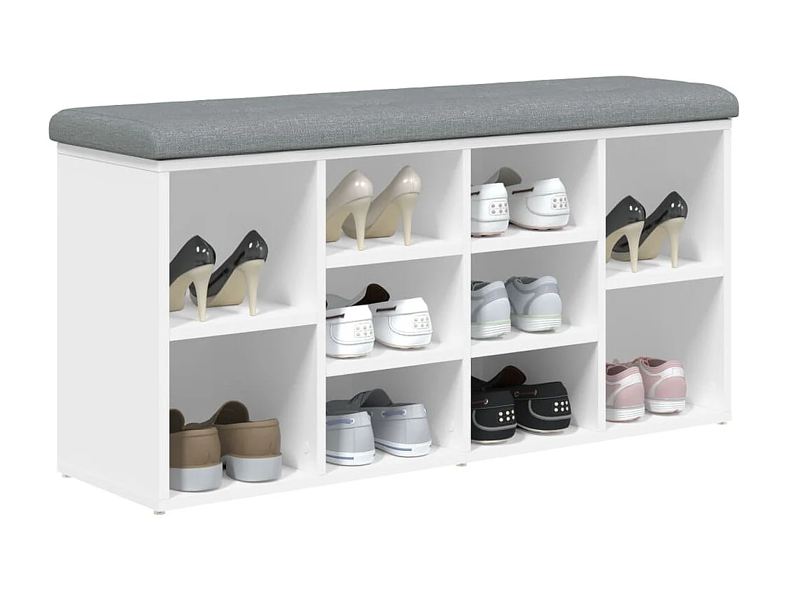 Banc à chaussures blanc 102x32x50 bois d'ingénierie