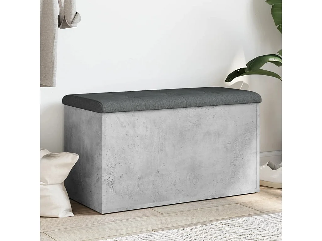 Banc de rangement gris béton 82x42x45 bois d'ingénierie