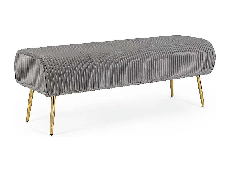 Banc en bois MDF et polyester gris Solene L 129cm