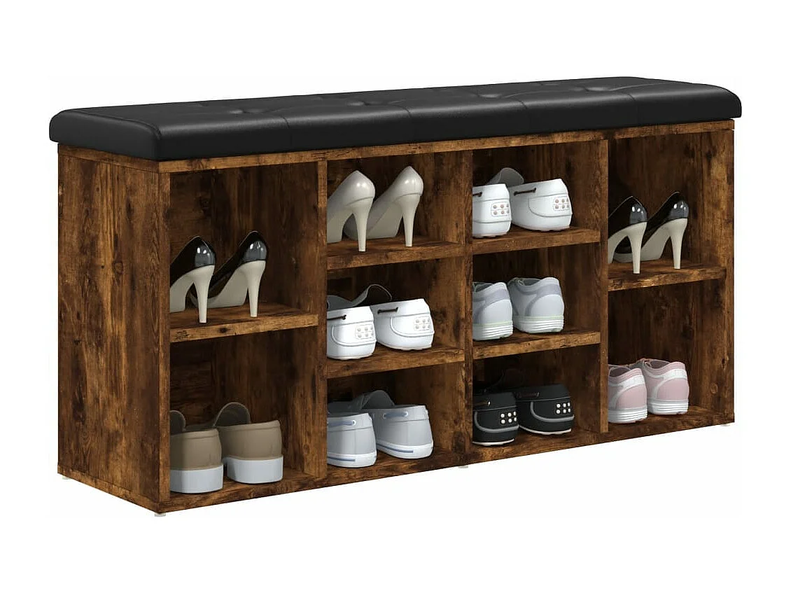 Banc à chaussures chêne fumé 102x32x50 bois d'ingénierie