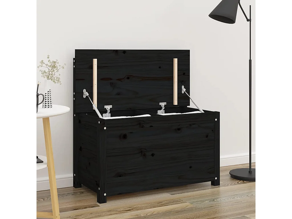 Banc Noir 80x41x77 Bois de pin massif