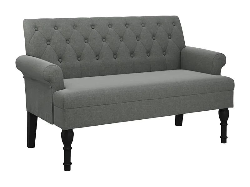 Banc avec dossier gris foncé 120x62x75,5 tissu