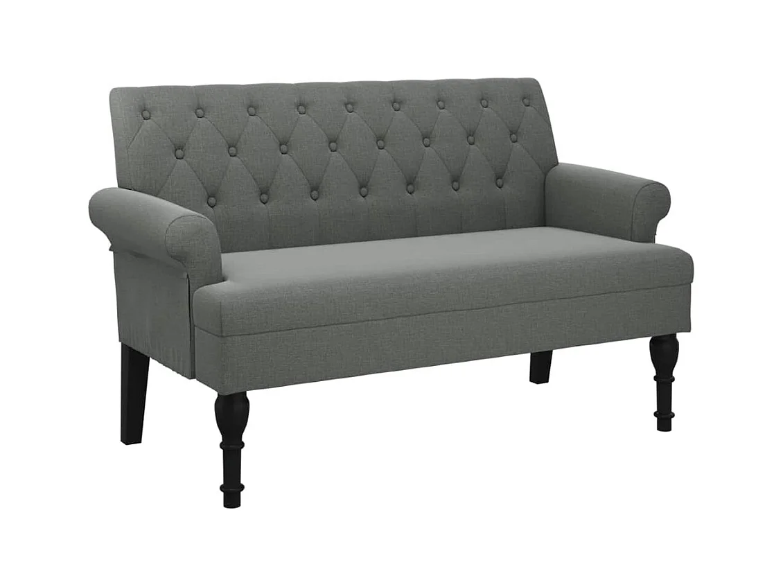 Banc avec dossier gris foncé 120x62x75,5 tissu