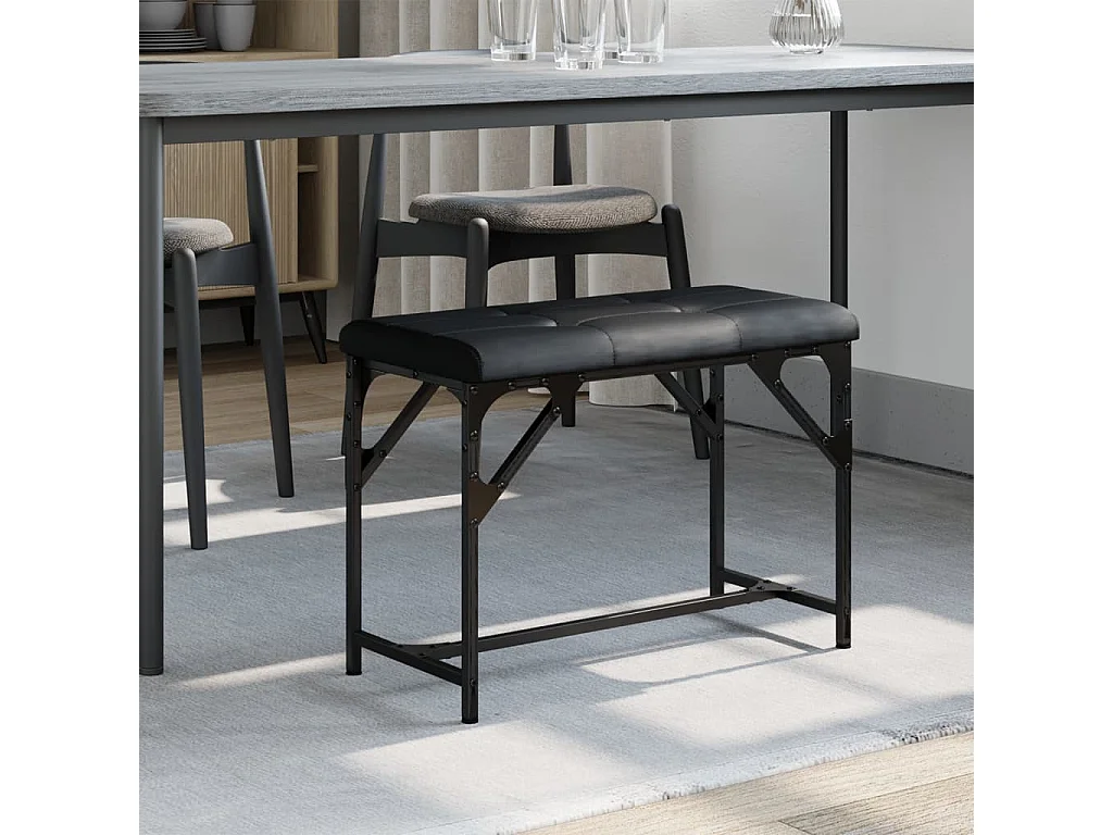 Banc à manger noir 62x32x45 acier et similicuir