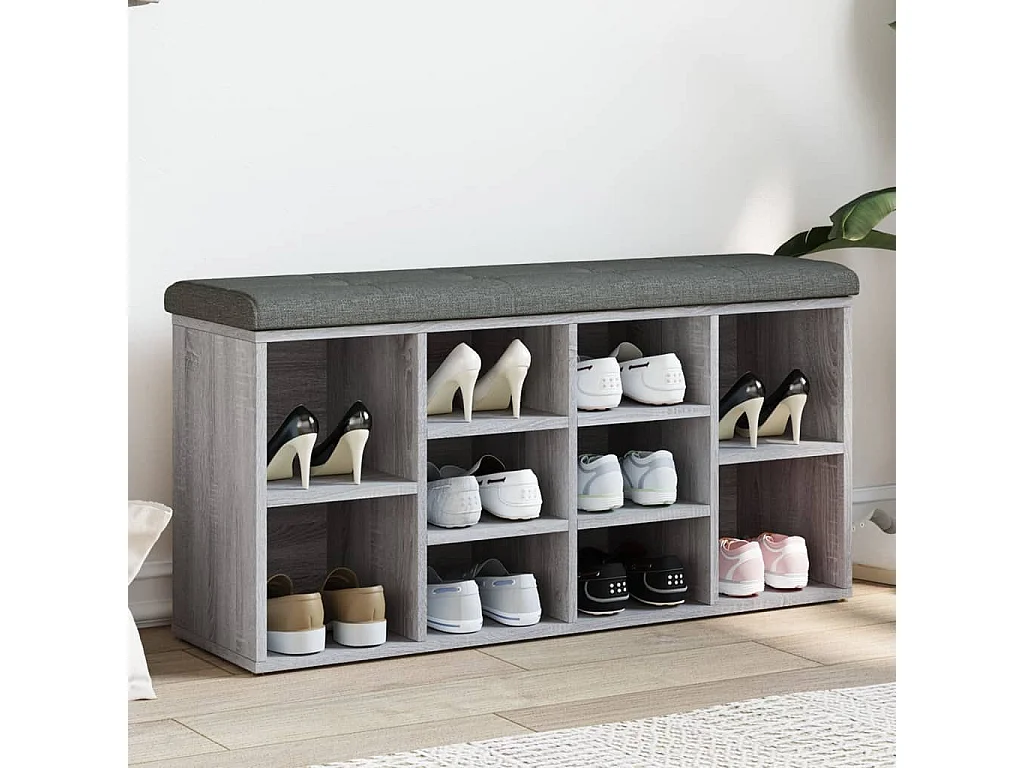 Banc à chaussures sonoma gris 102x32x50 bois d'ingénierie