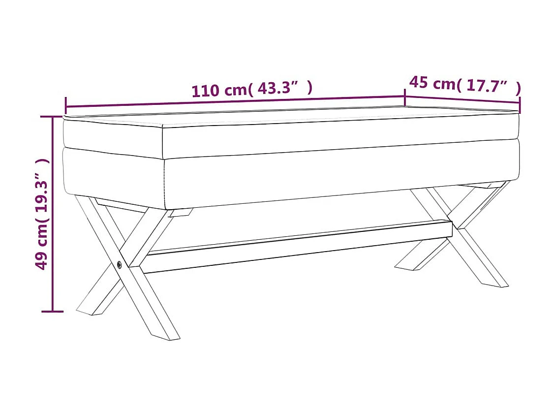 Tabouret de rangement Gris foncé 110x45x49 Tissu