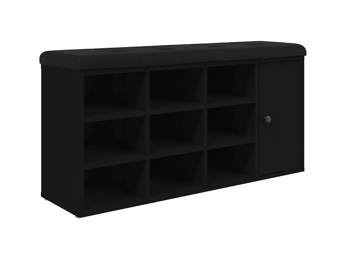 Banc à chaussures noir 102x32x50 bois d'ingénierie