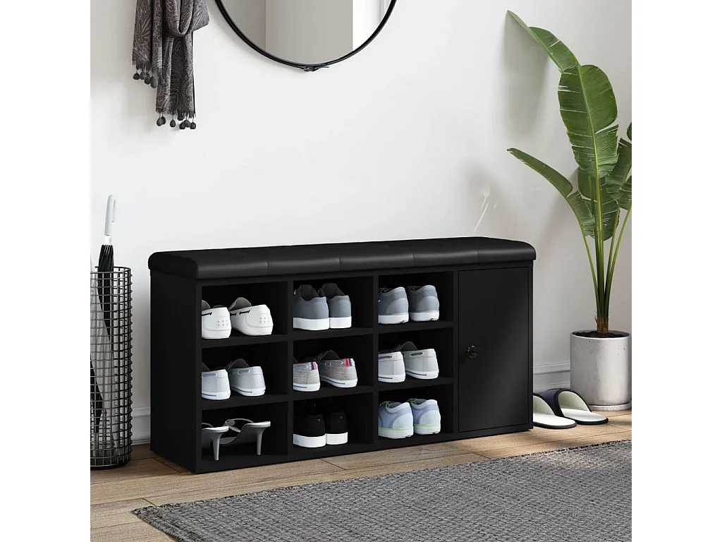 Banc à chaussures noir 102x32x50 bois d'ingénierie