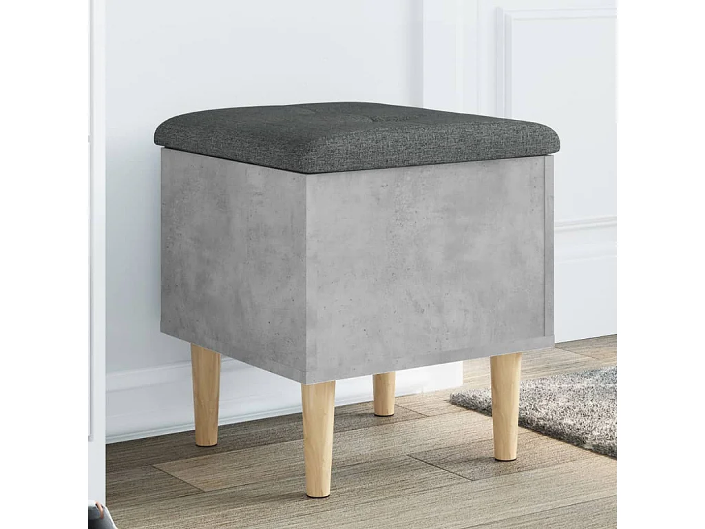 Banc de rangement gris béton 42x42x46 bois d'ingénierie