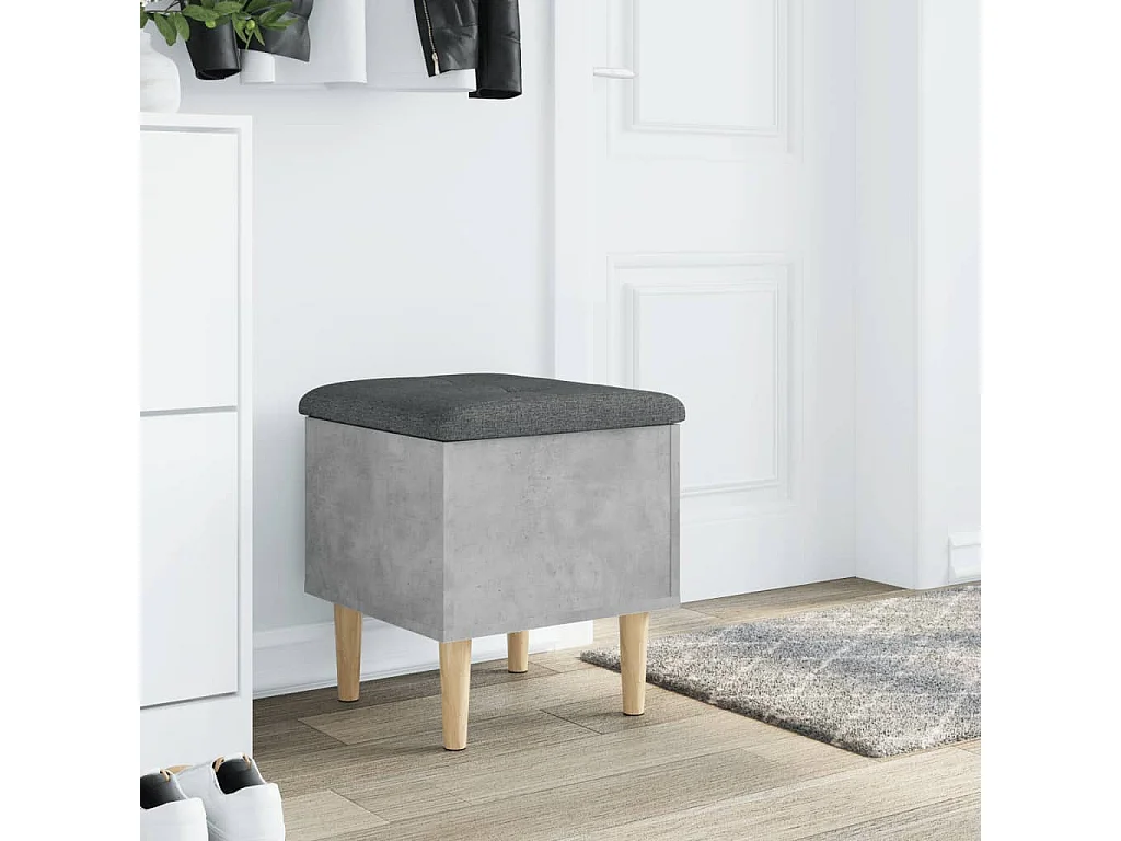 Banc de rangement gris béton 42x42x46 bois d'ingénierie