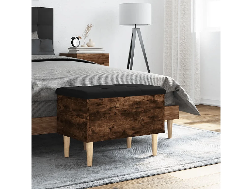 Banc de rangement chêne fumé 62x42x46 bois d'ingénierie