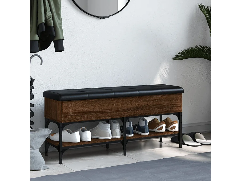 Banc à chaussures chêne marron 102x32x45 bois d'ingénierie