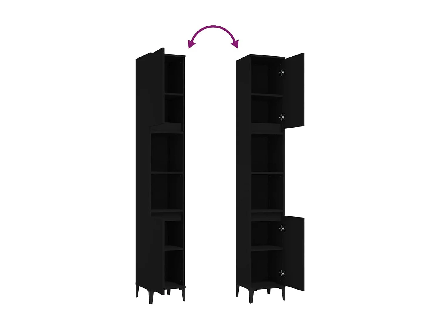 Armoire de salle de bain noir 30x30x190 bois d'ingénierie