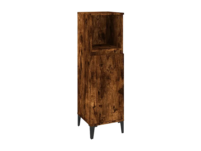 Armoire de bain chêne fumé 30x30x100 bois d'ingénierie