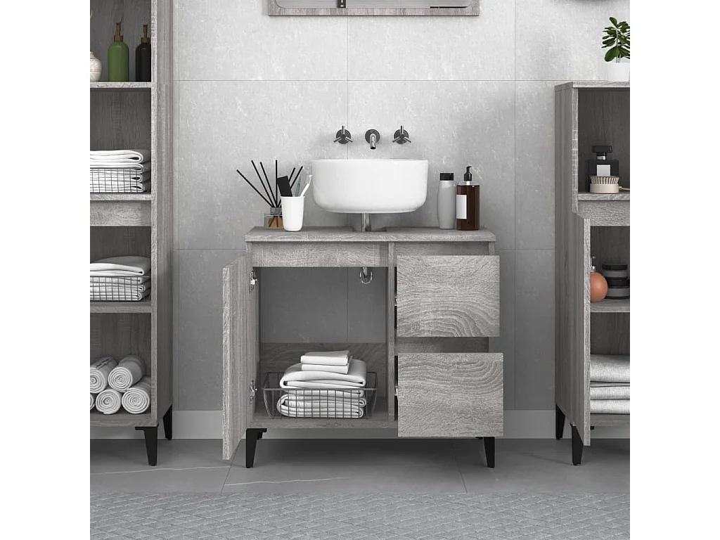 Armoire de bain sonoma gris 65x33x60 bois d'ingénierie