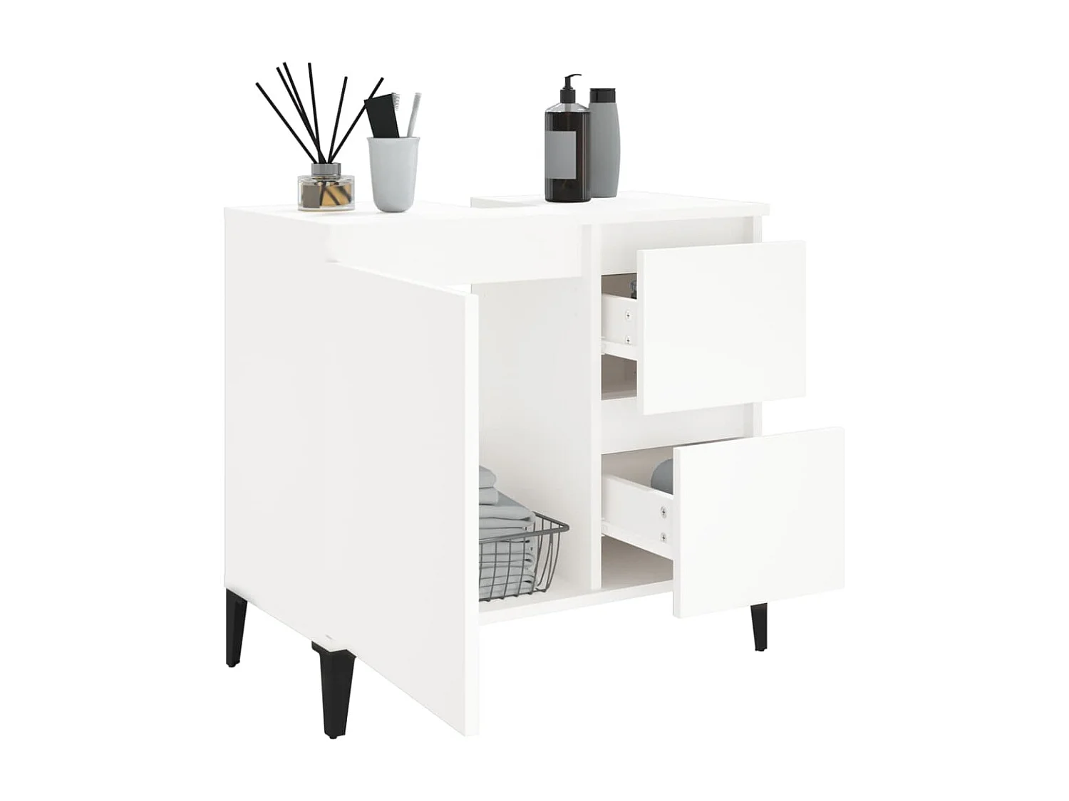 Armoire de salle de bain blanc 65x33x60 bois d'ingénierie