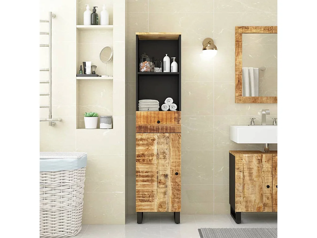 Armoire de salle de bain 38x33x160 bois massif de manguier