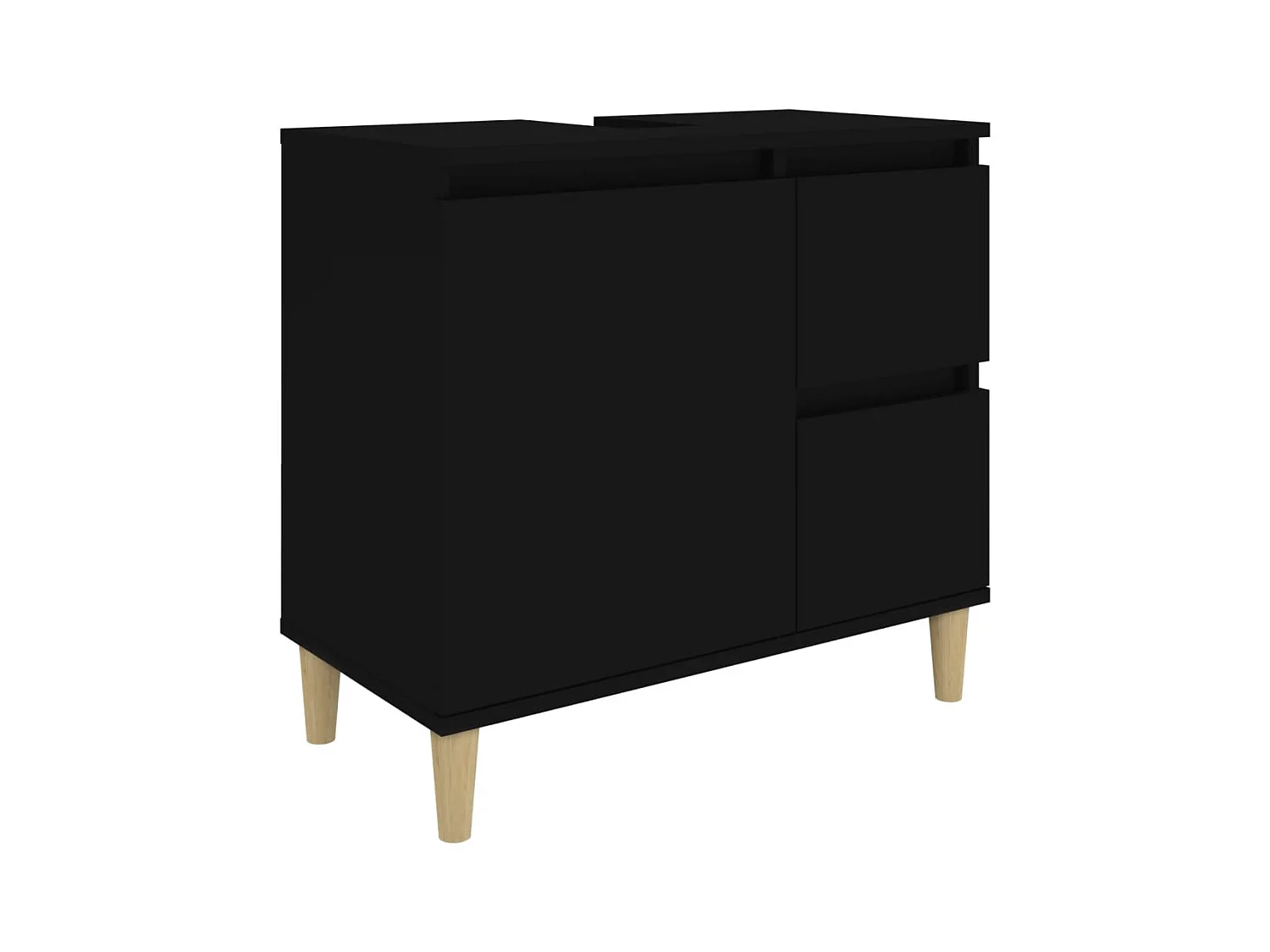 Armoire de salle de bain noir 65x33x60 bois d'ingénierie