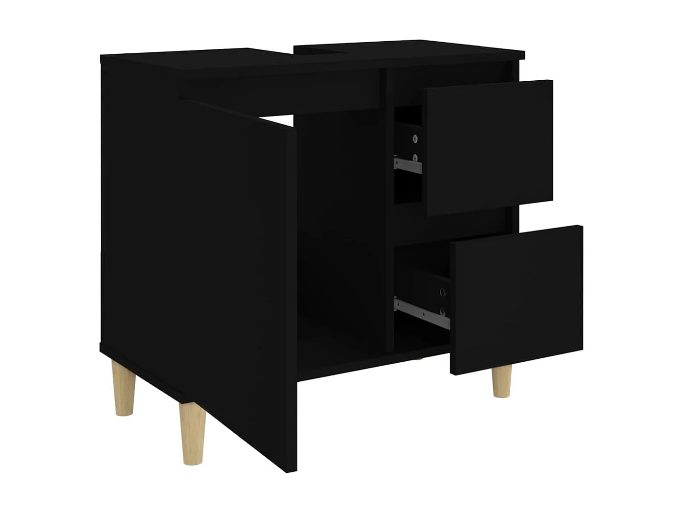 Armoire de salle de bain noir 65x33x60 bois d'ingénierie