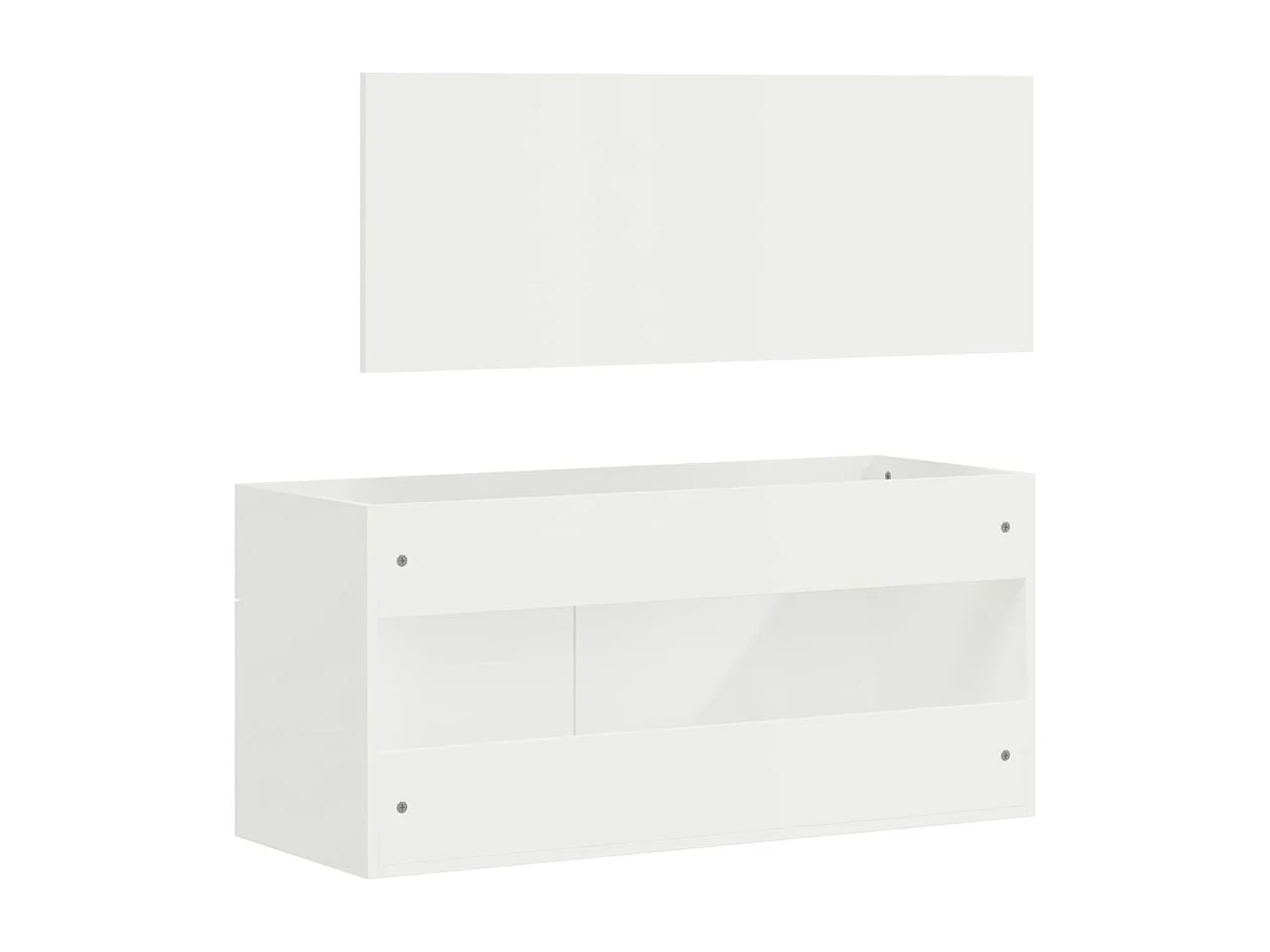 Armoire de bain avec miroir blanc brillant bois d'ingénierie