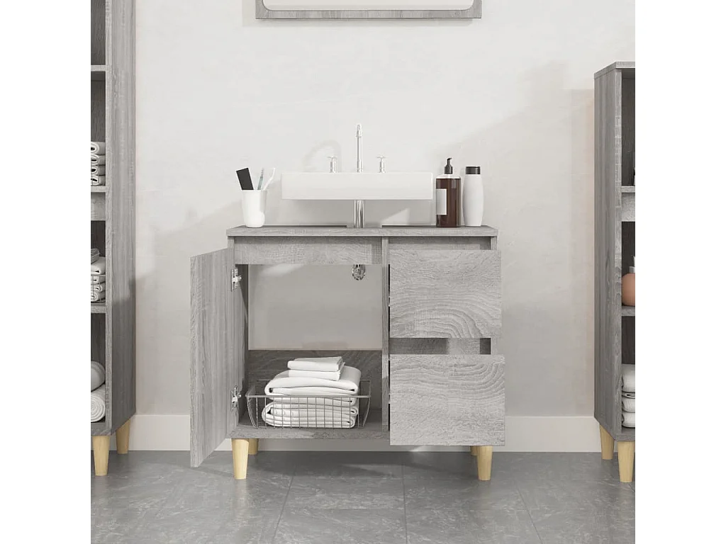 Armoire de bain sonoma gris 65x33x60 bois d'ingénierie