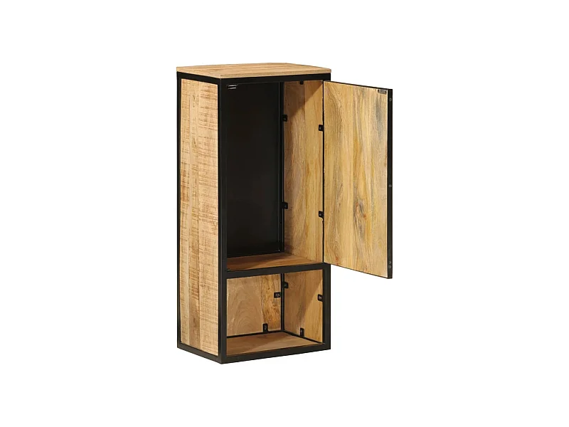 Armoire de salle de bain 40x27x90 bois massif manguier et fer