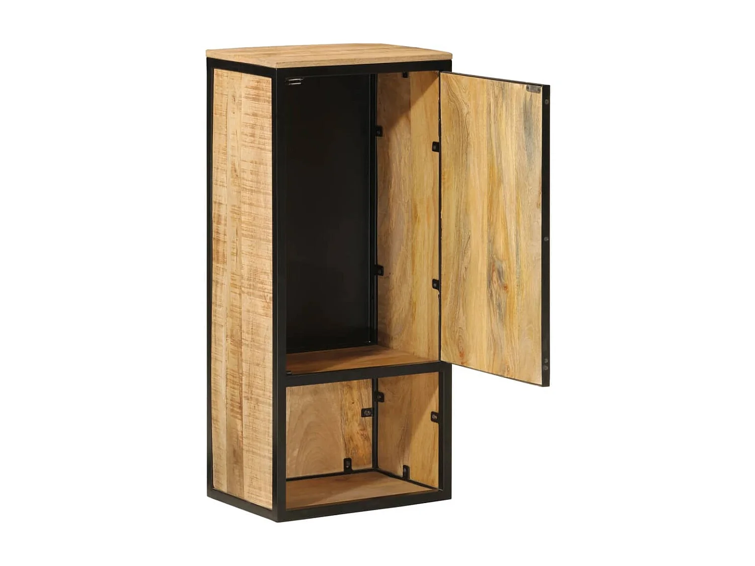 Armoire de salle de bain 40x27x90 bois massif manguier et fer