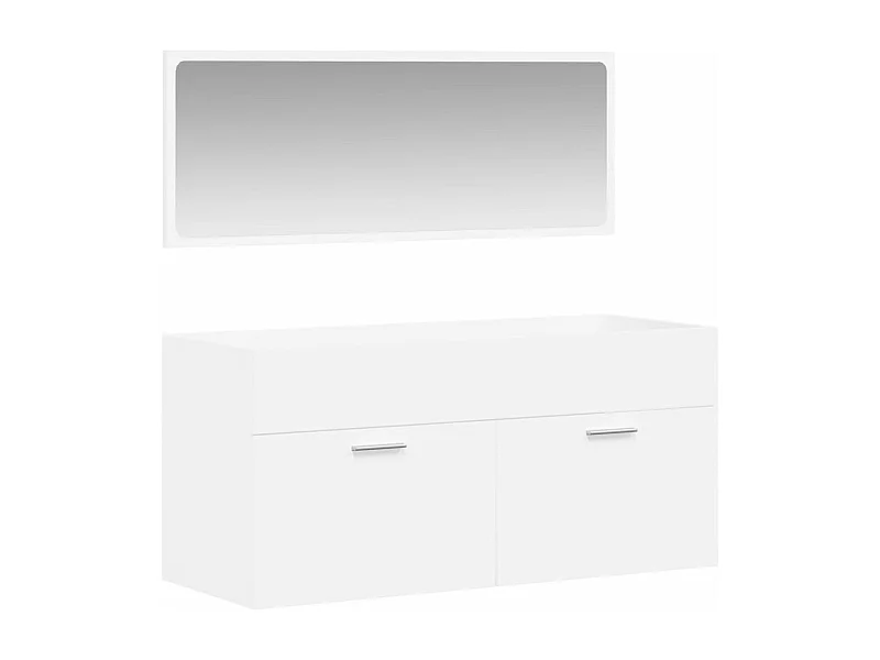 Armoire de salle de bain avec miroir blanc bois d'ingénierie