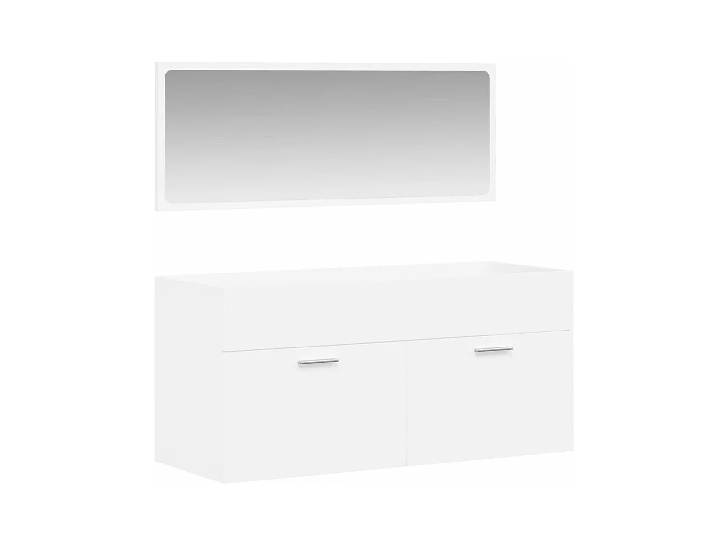Armoire de salle de bain avec miroir blanc bois d'ingénierie