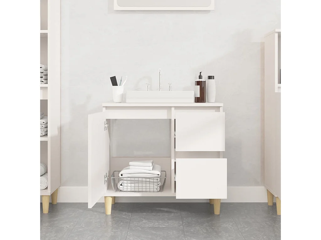 Armoire de salle de bain blanc 65x33x60 bois d'ingénierie