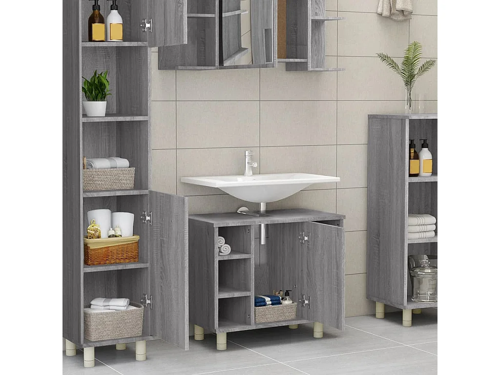 Armoire de bain Sonoma gris 60x32x53,5 Bois d'ingénierie