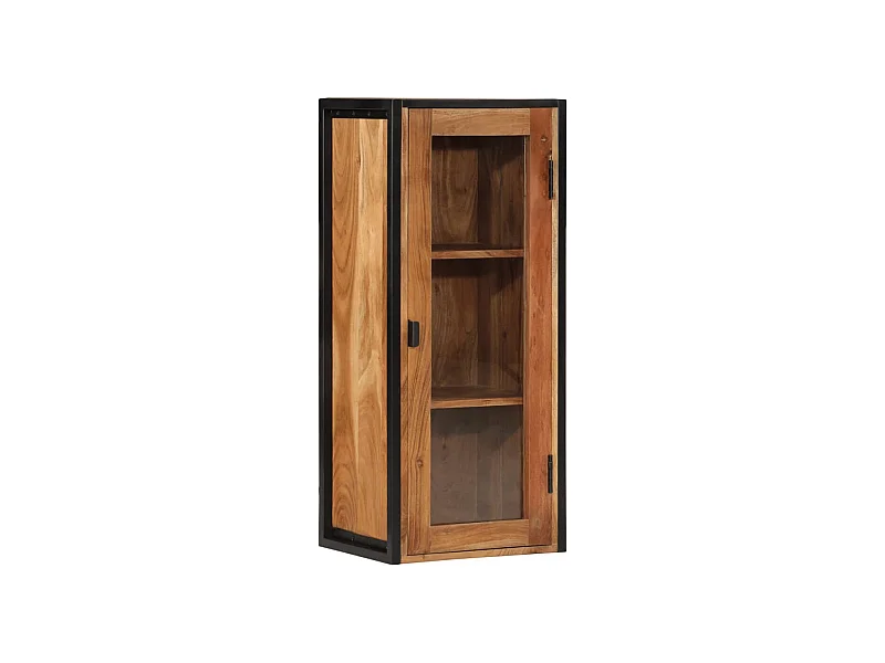 Armoire de salle de bain murale bois massif d'acacia et fer