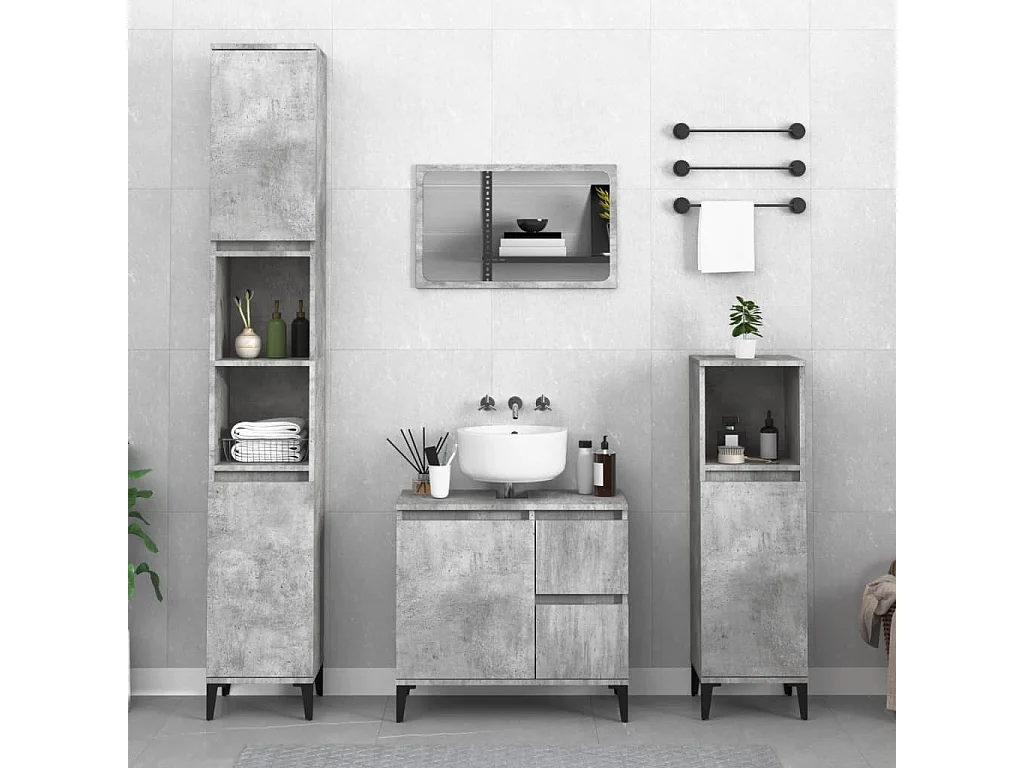 Armoire de salle de bain gris béton 65x33x60