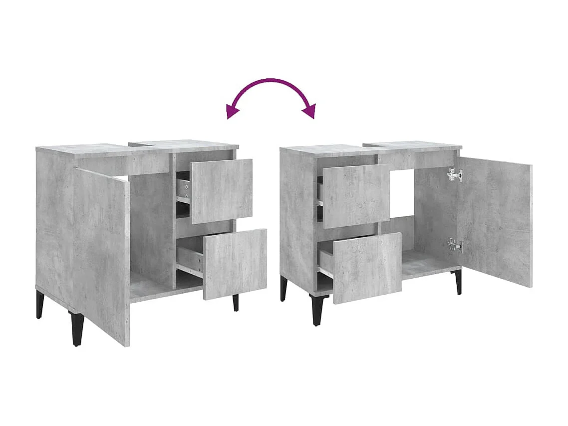 Armoire de salle de bain gris béton 65x33x60