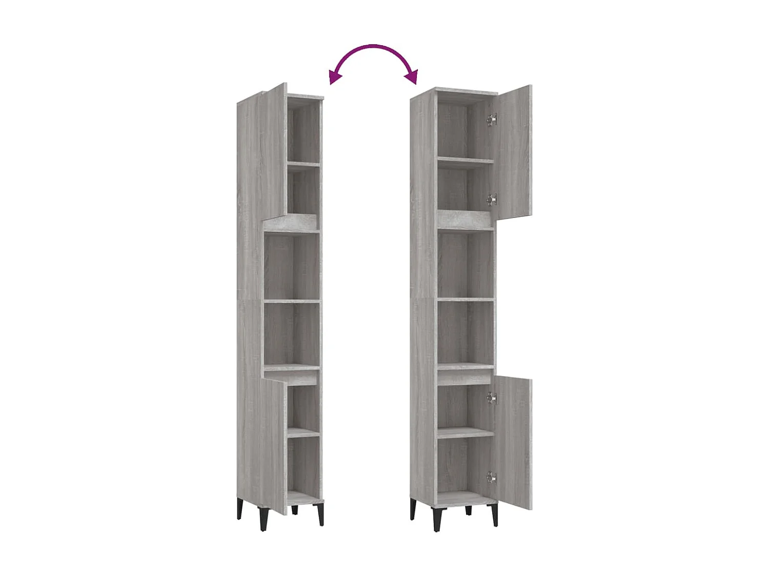 Armoire de bain sonoma gris 30x30x190 bois d'ingénierie