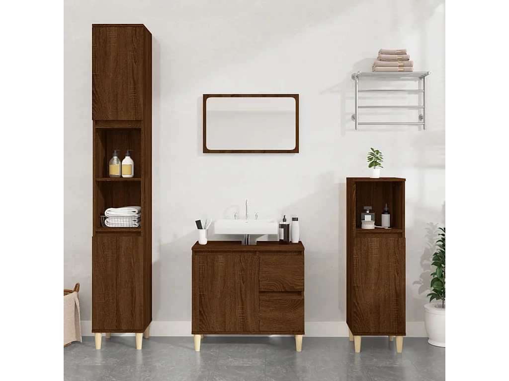 Armoire de bain chêne marron 65x33x60 bois d'ingénierie