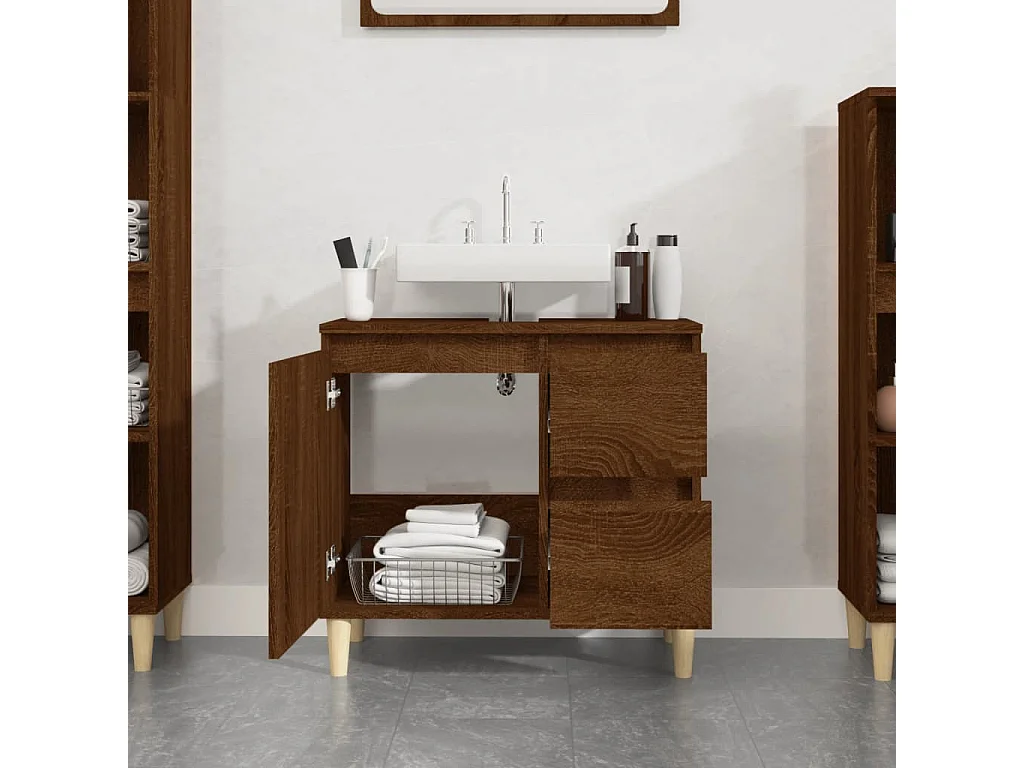 Armoire de bain chêne marron 65x33x60 bois d'ingénierie
