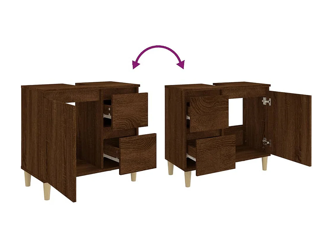 Armoire de bain chêne marron 65x33x60 bois d'ingénierie