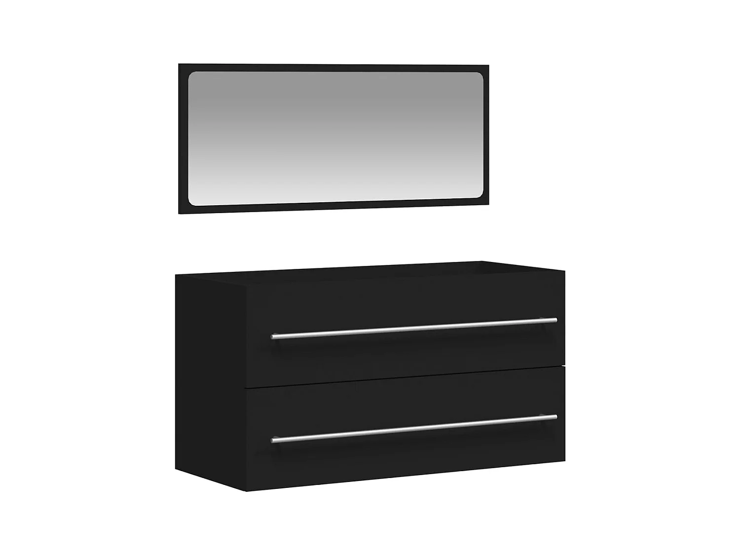 Armoire de salle de bain avec miroir noir bois d'ingénierie