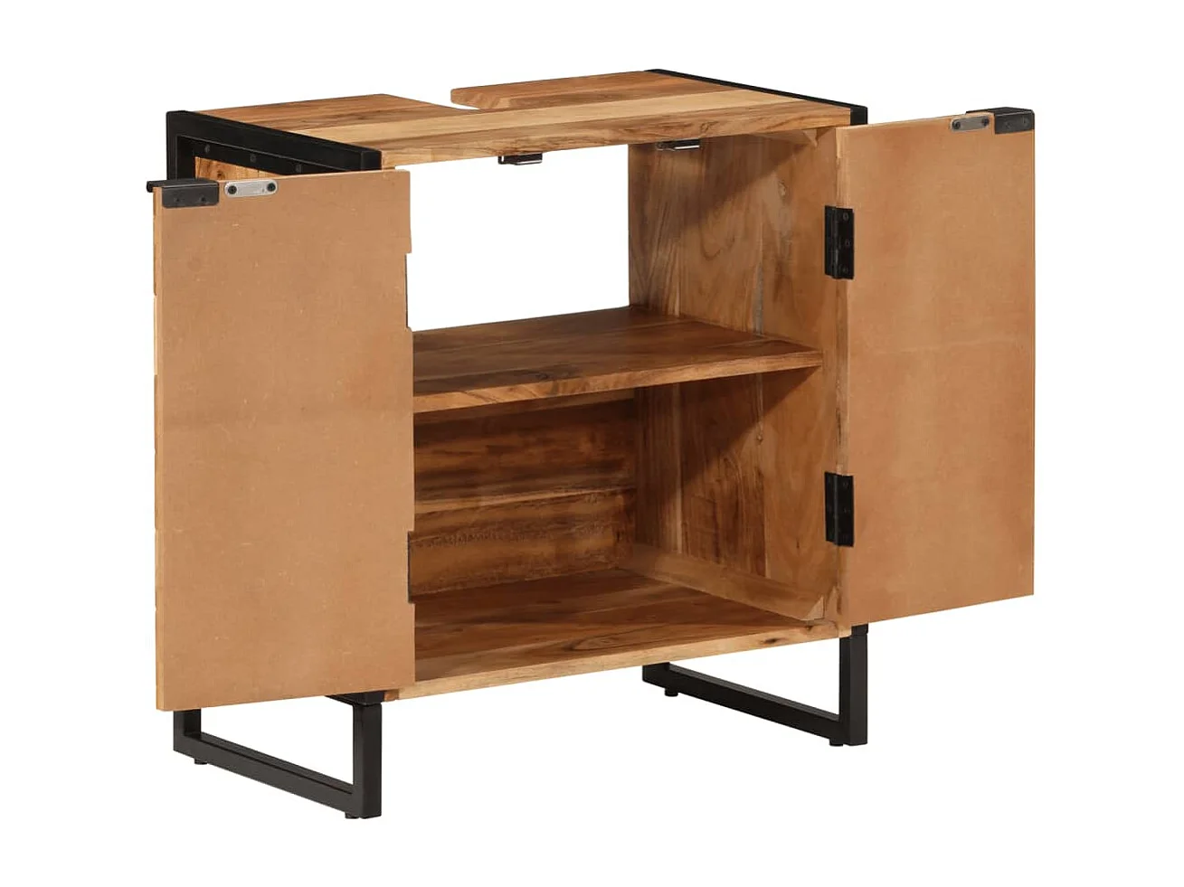 Armoire de salle de bain bois massif d'acacia et fer