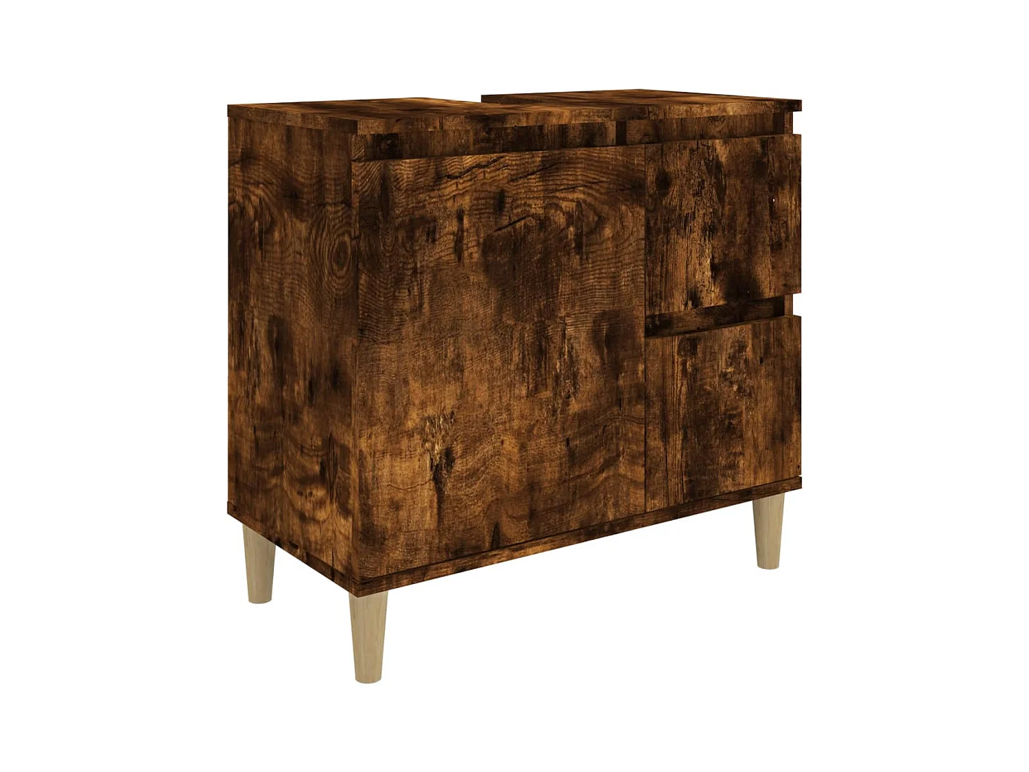 Armoire de bain chêne fumé 65x33x60 bois d'ingénierie