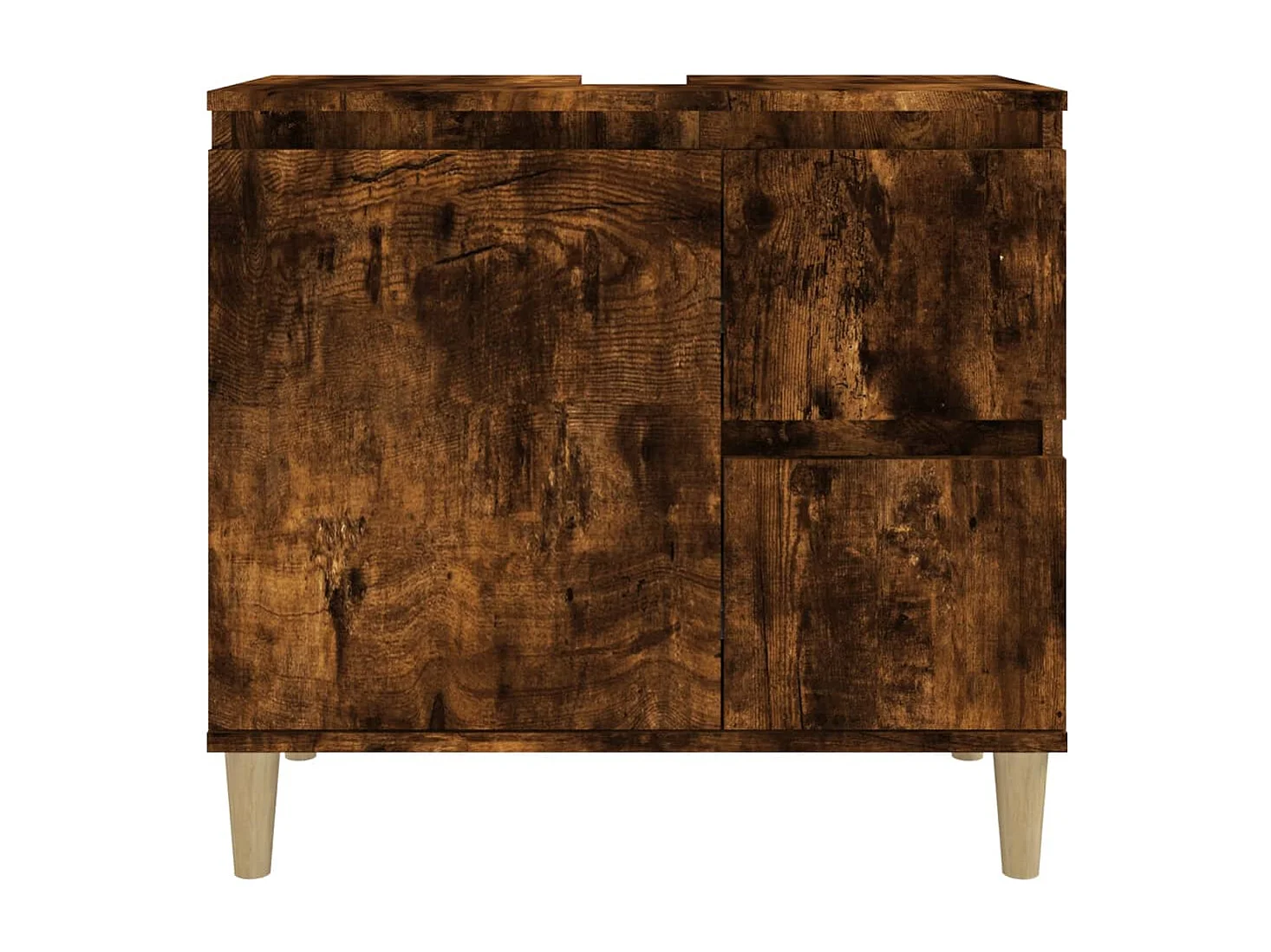 Armoire de bain chêne fumé 65x33x60 bois d'ingénierie