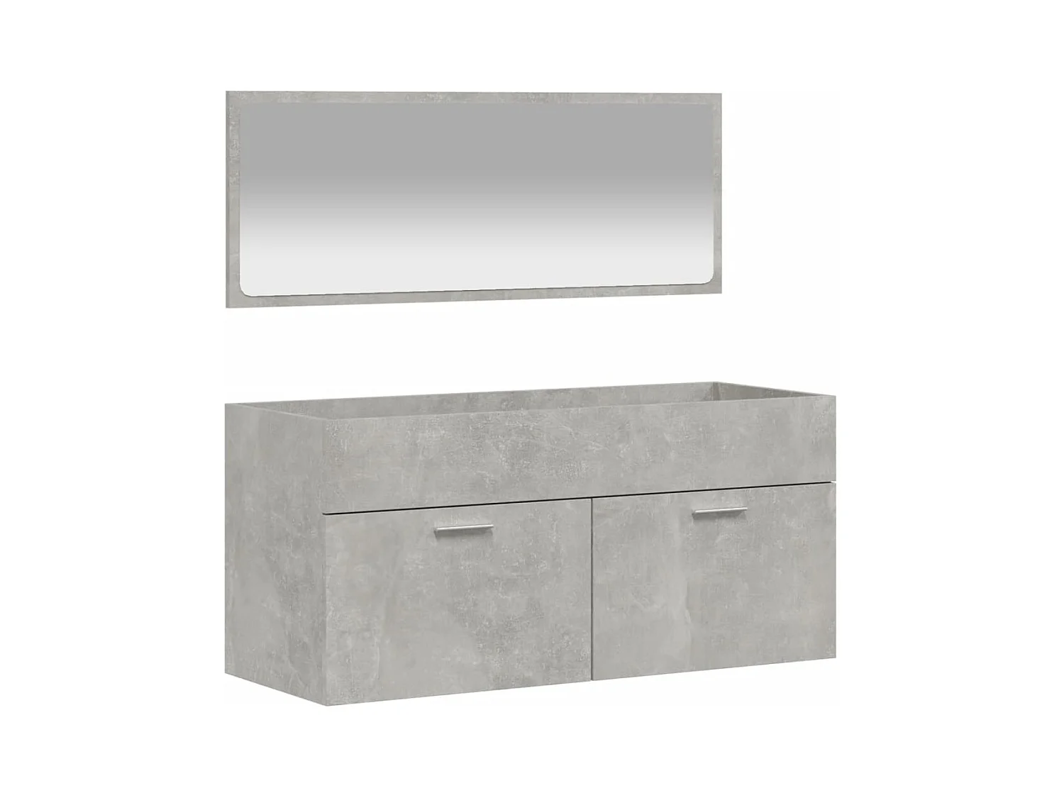 Armoire de bain avec miroir gris béton bois d'ingénierie