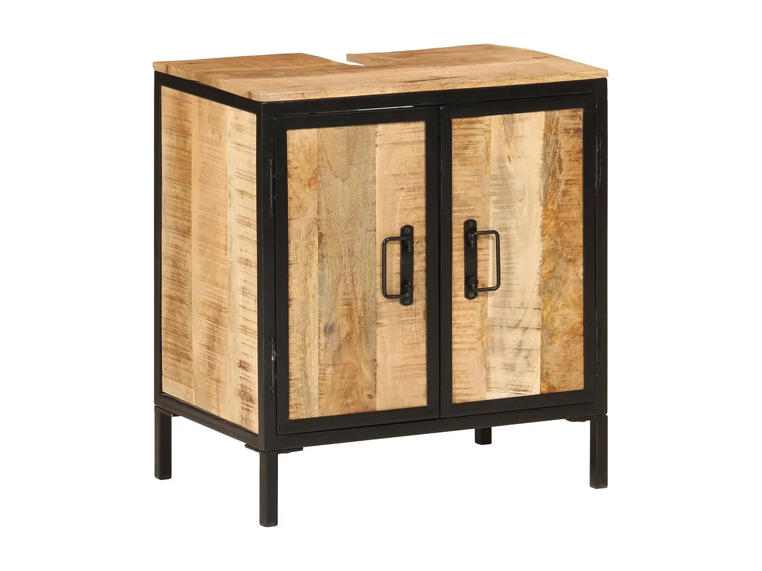 Armoire lavabo de salle de bain bois massif de manguier et fer